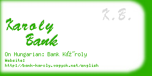 karoly bank business card